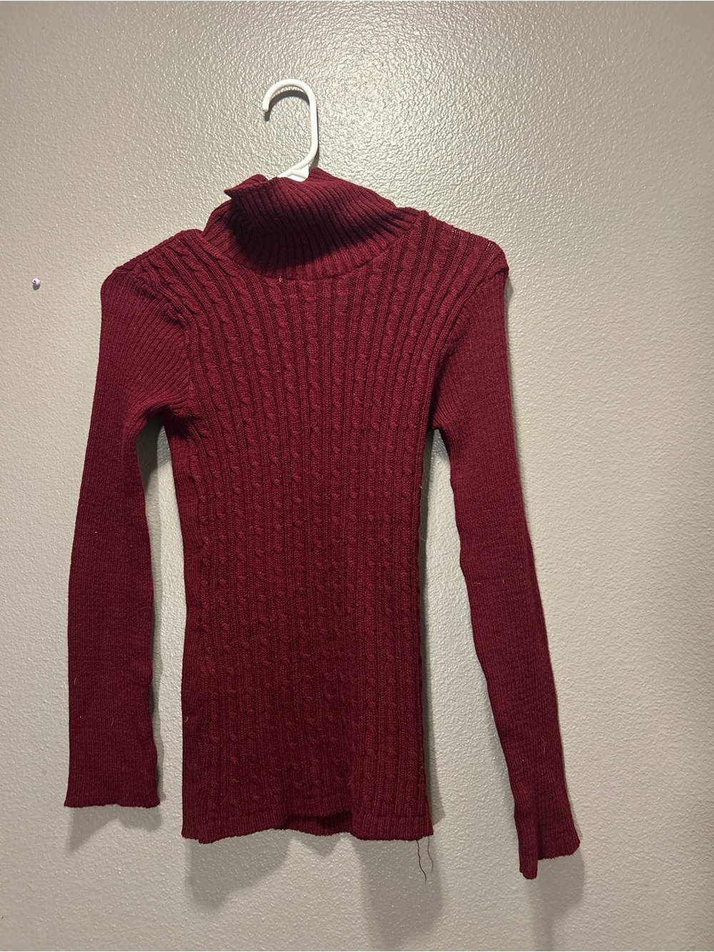 Yarell Vintage Womens Maroon Burgundy Cable Knit Ribbed Turtleneck Sweater M